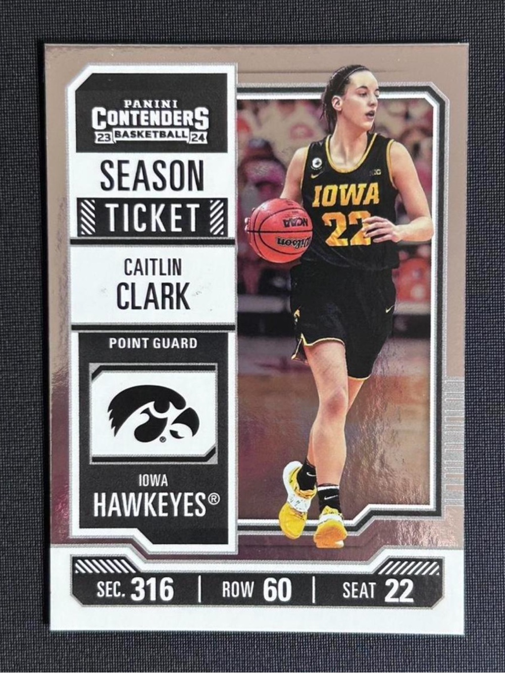 Caitlin Clark Iowa Hawkeyes 2024 Panini Contenders Season Ticket Basketball Card